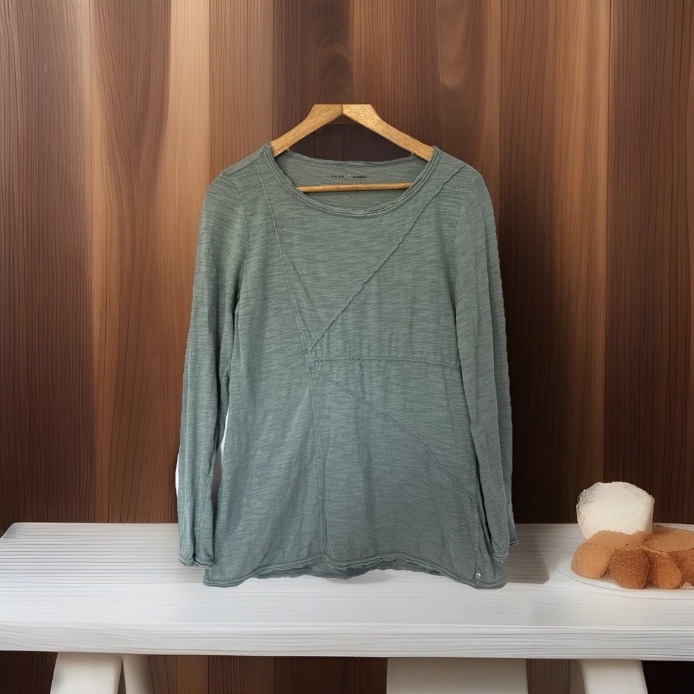 Neon Buddha Women's Long Sleeve Tunic Top Pullover Sage Green Medium
